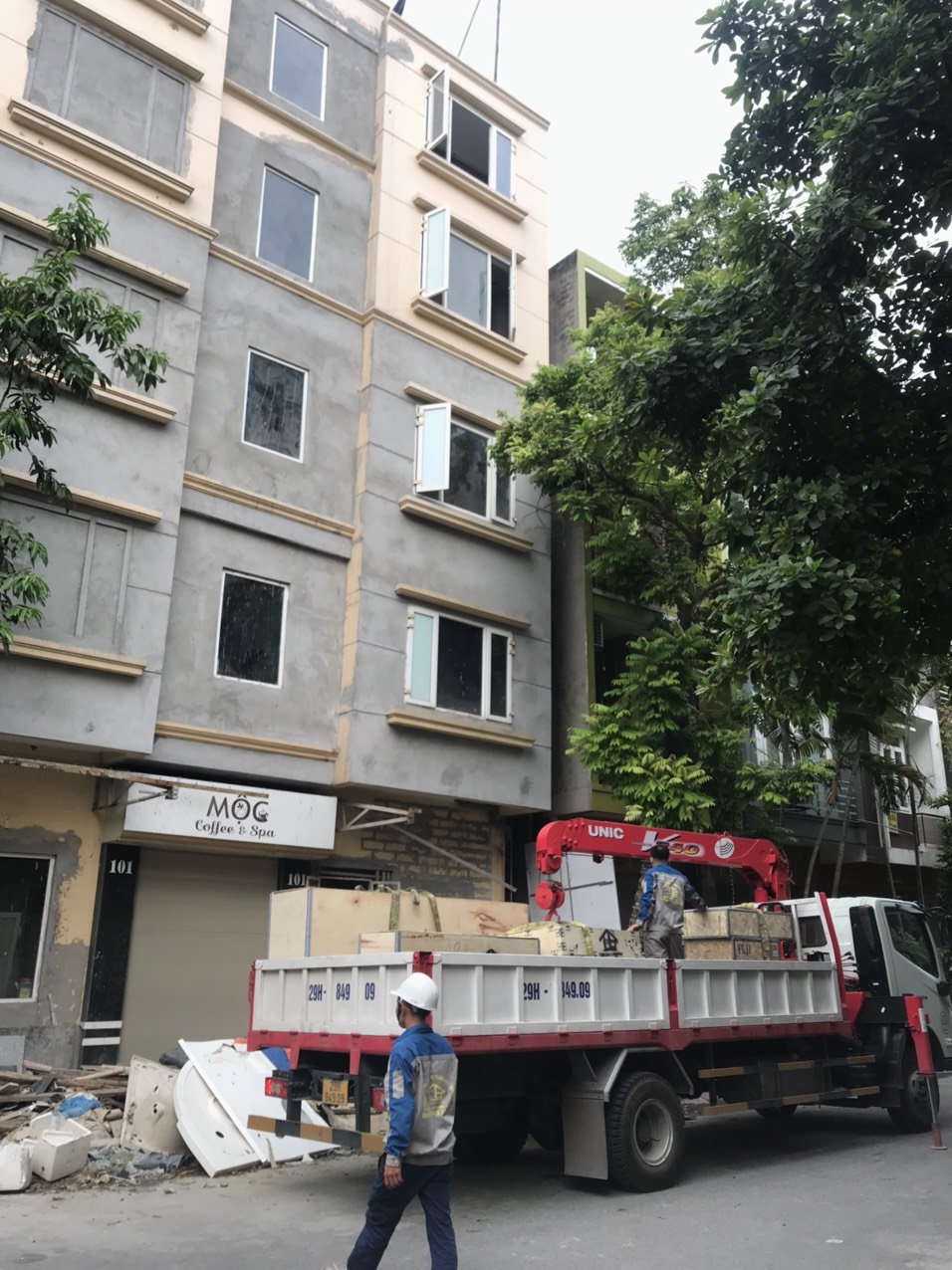 Chuyển Linh Kiện Thang Máy về công trình tại lô 22 Lê Hồng Phong, Đông Khê, Ngô Quyền,HP